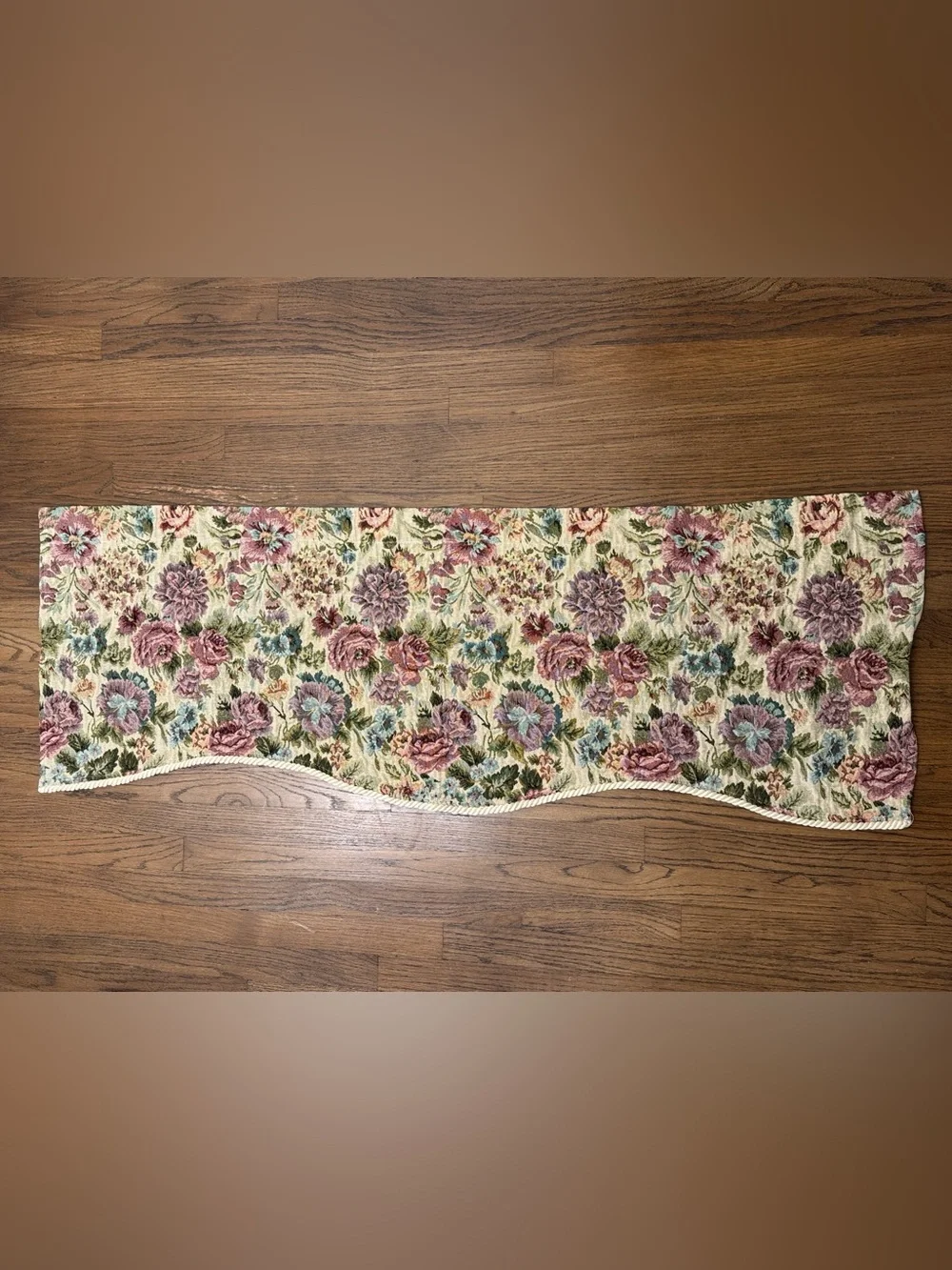 Floral Tapestry Valance in Cream, Pink & Green